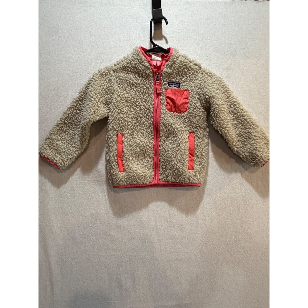 Patagonia Kids Retro-X Fleece Jacket 4T Cream Coral Pink Full Zip 61035